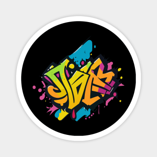 an urban t-shirt inspired by graffiti art and street culture, bold, colorful graffiti-style typography and street art elements Magnet